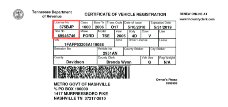 What is your vehicle registration number